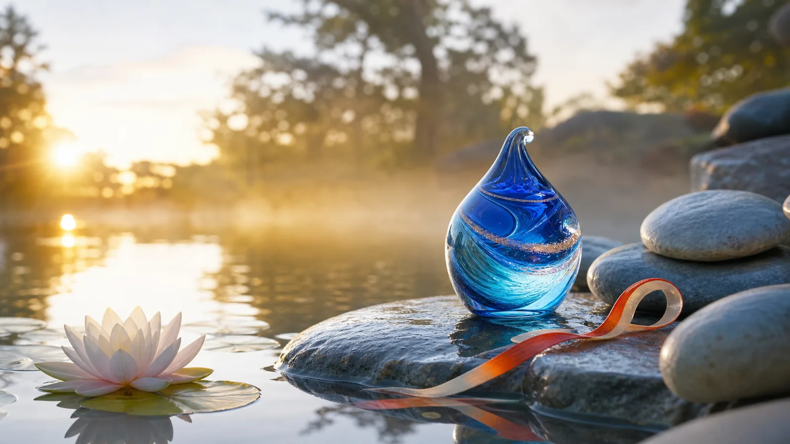Fish remembrance objects — AI-created editorial image, not a provider or facility